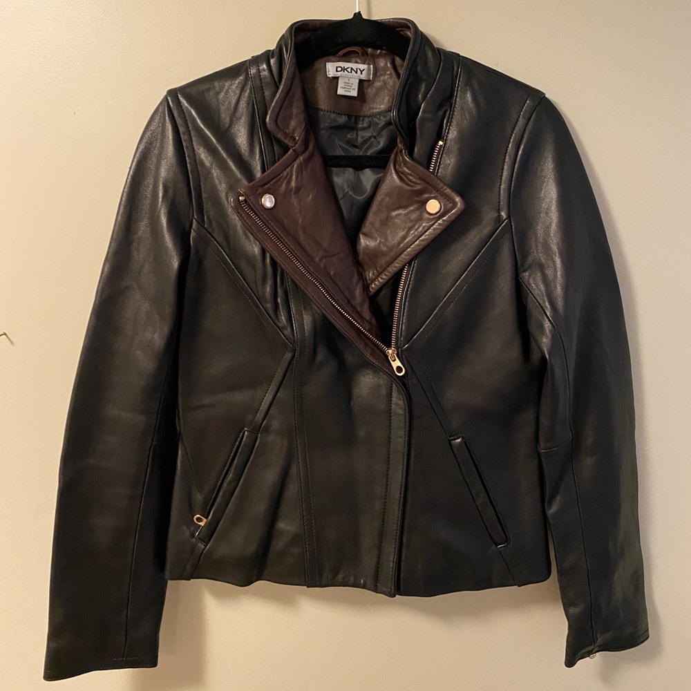 DKNY Lambskin Leather Jacket Size Small
